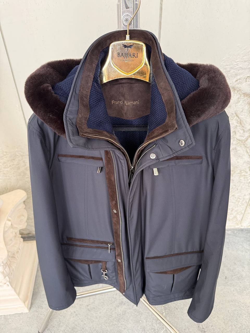 Waterproof Elegant Jacket with Cashmere Lining &amp; Rabbit Fur Hood