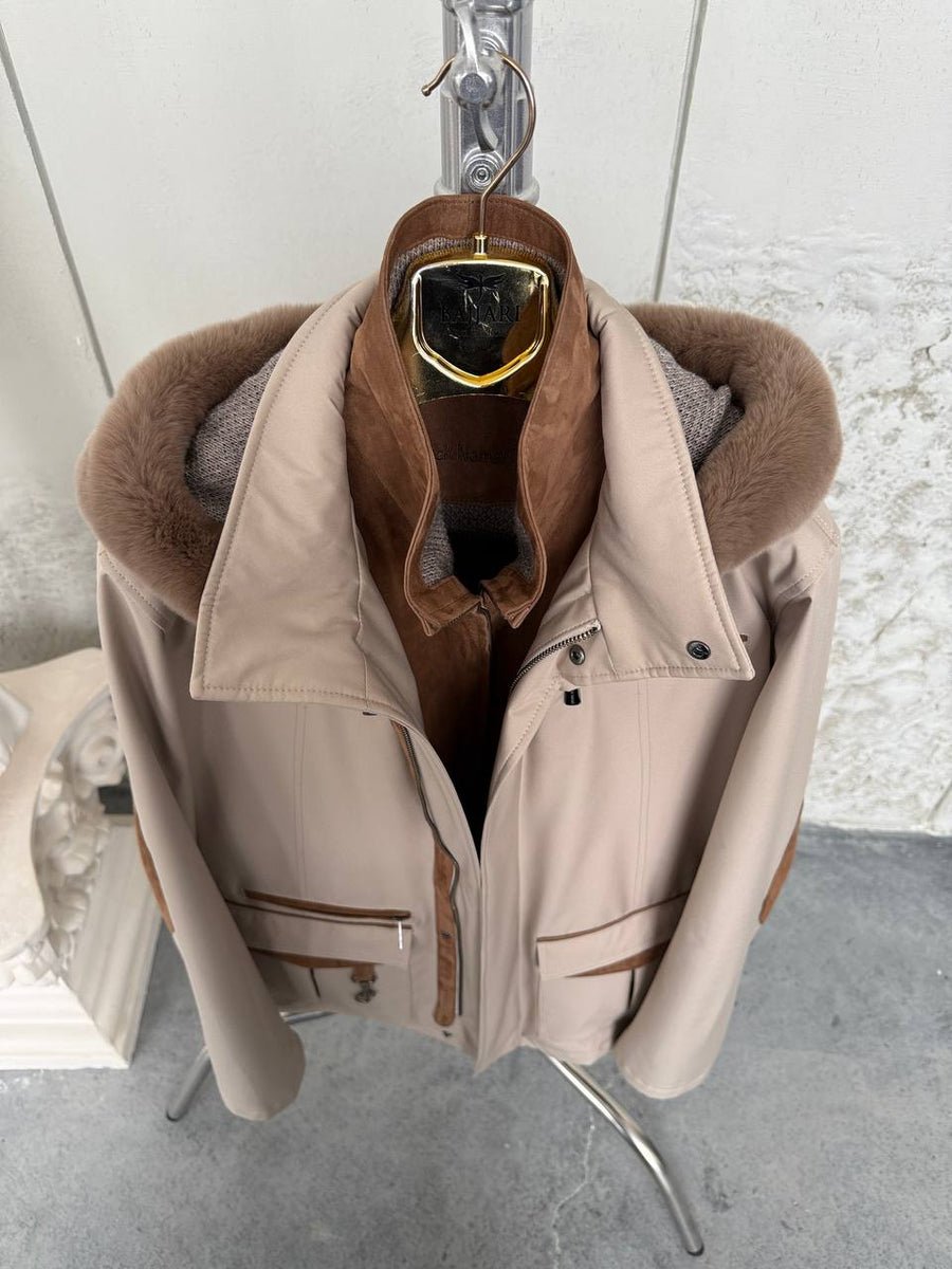Waterproof Elegant Jacket with Cashmere Lining &amp; Rabbit Fur Hood