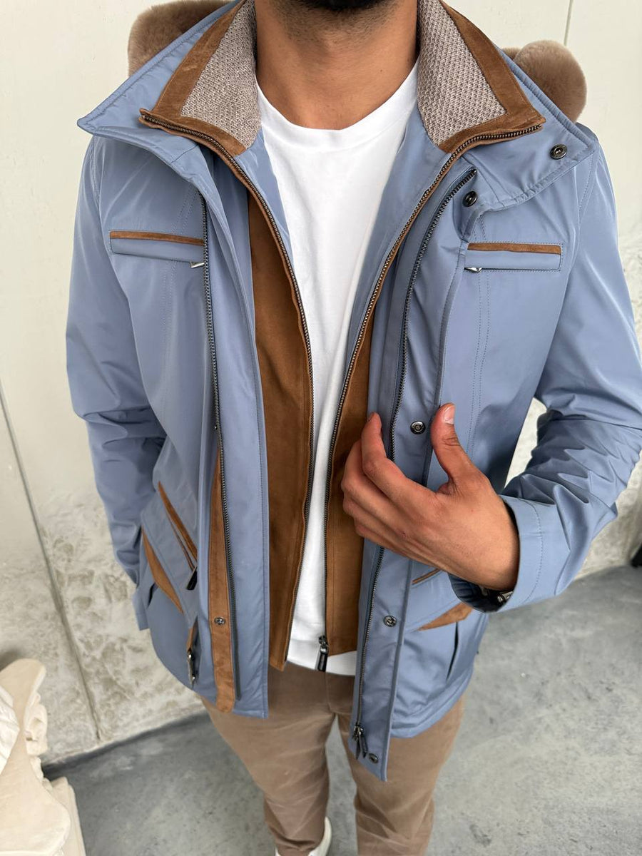 Waterproof Elegant Jacket with Cashmere Lining &amp; Rabbit Fur Hood