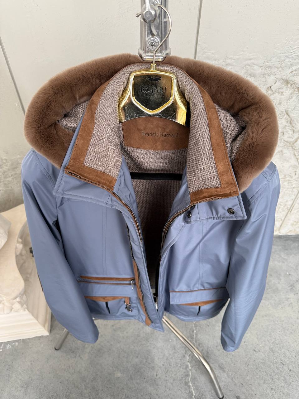 Waterproof Elegant Jacket with Cashmere Lining &amp; Rabbit Fur Hood