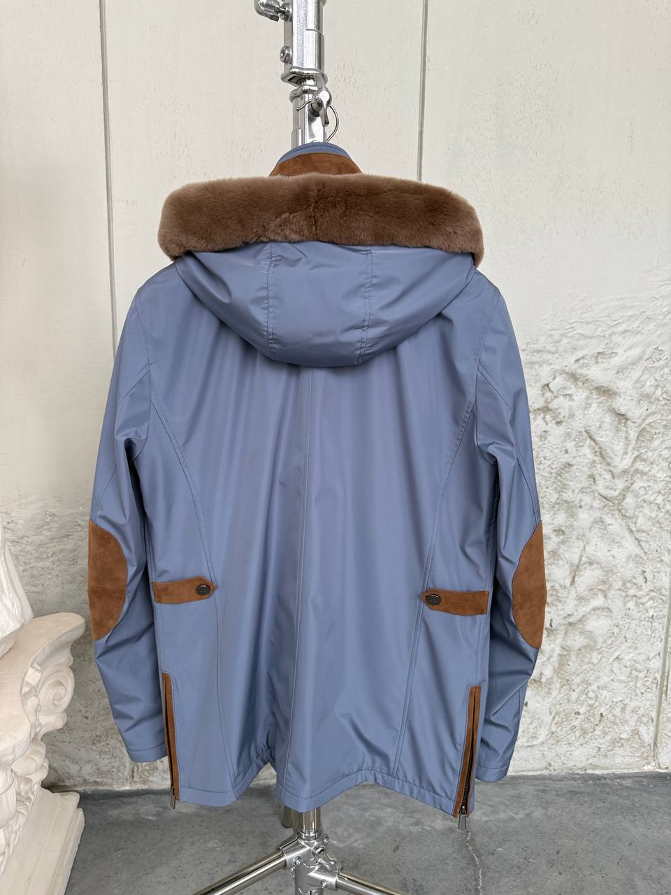 Waterproof Elegant Jacket with Cashmere Lining &amp; Rabbit Fur Hood