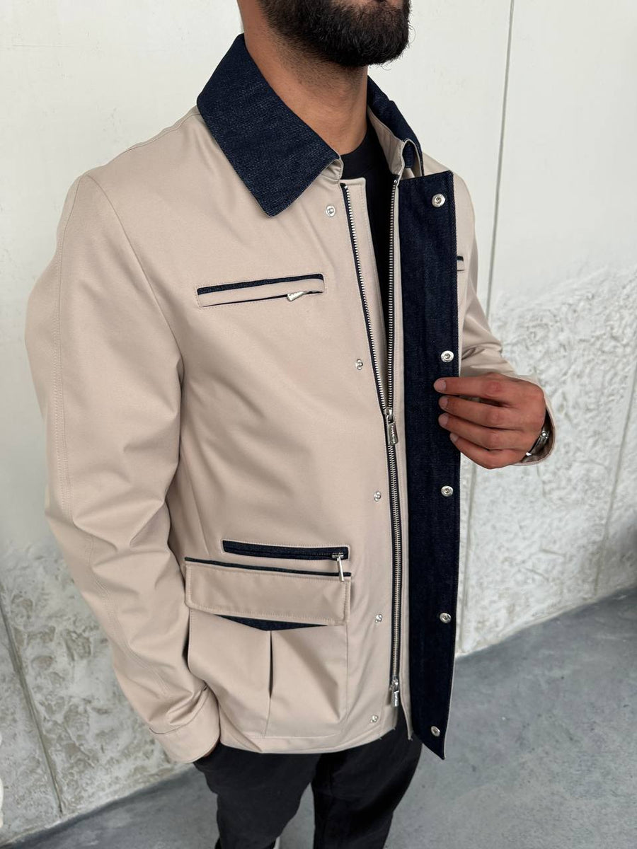 Beige Jacket with Contrast Details
