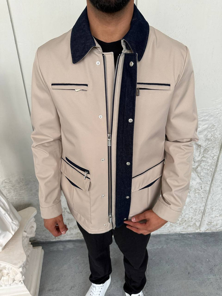 Beige Jacket with Contrast Details