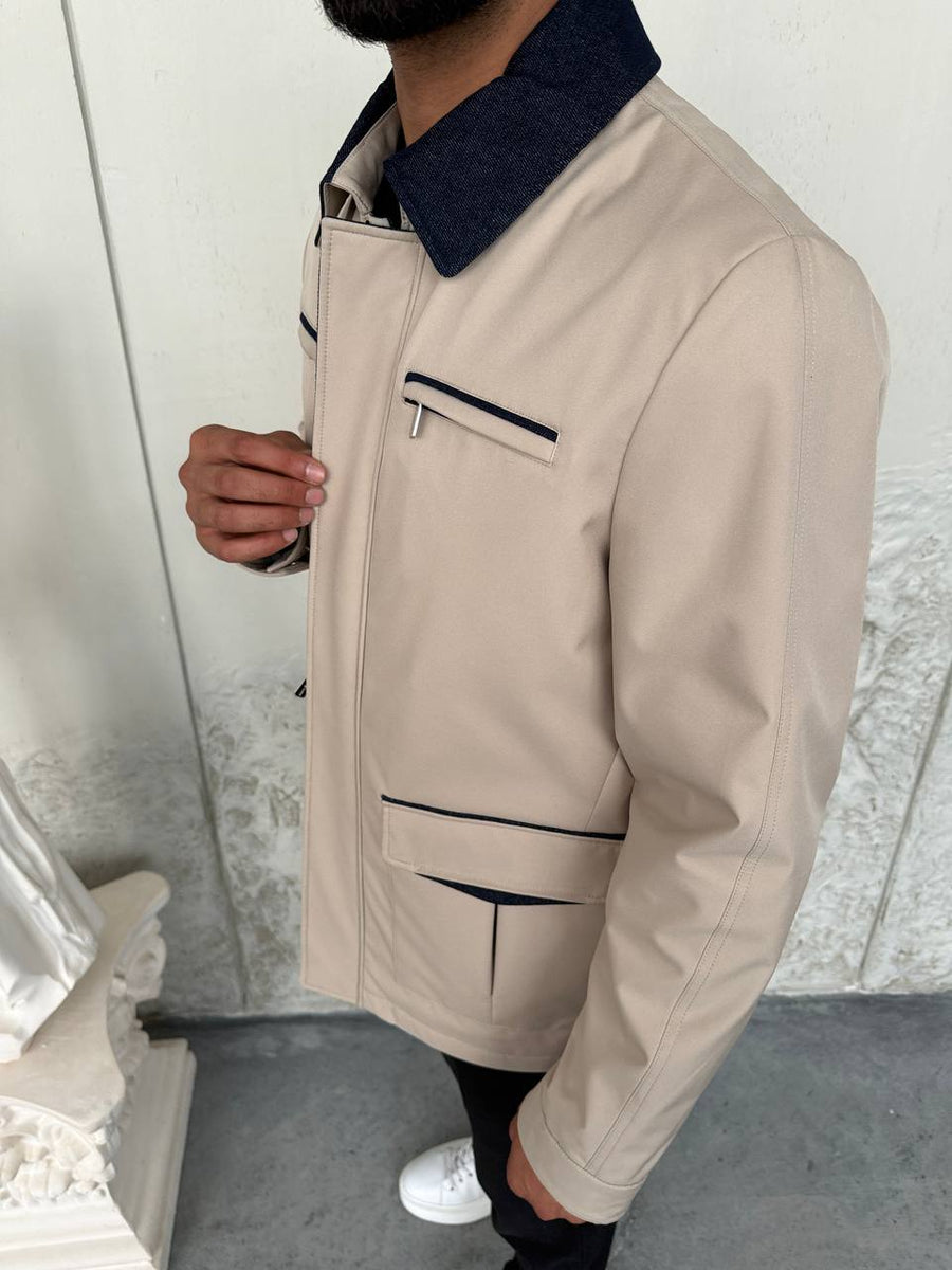 Beige Jacket with Contrast Details