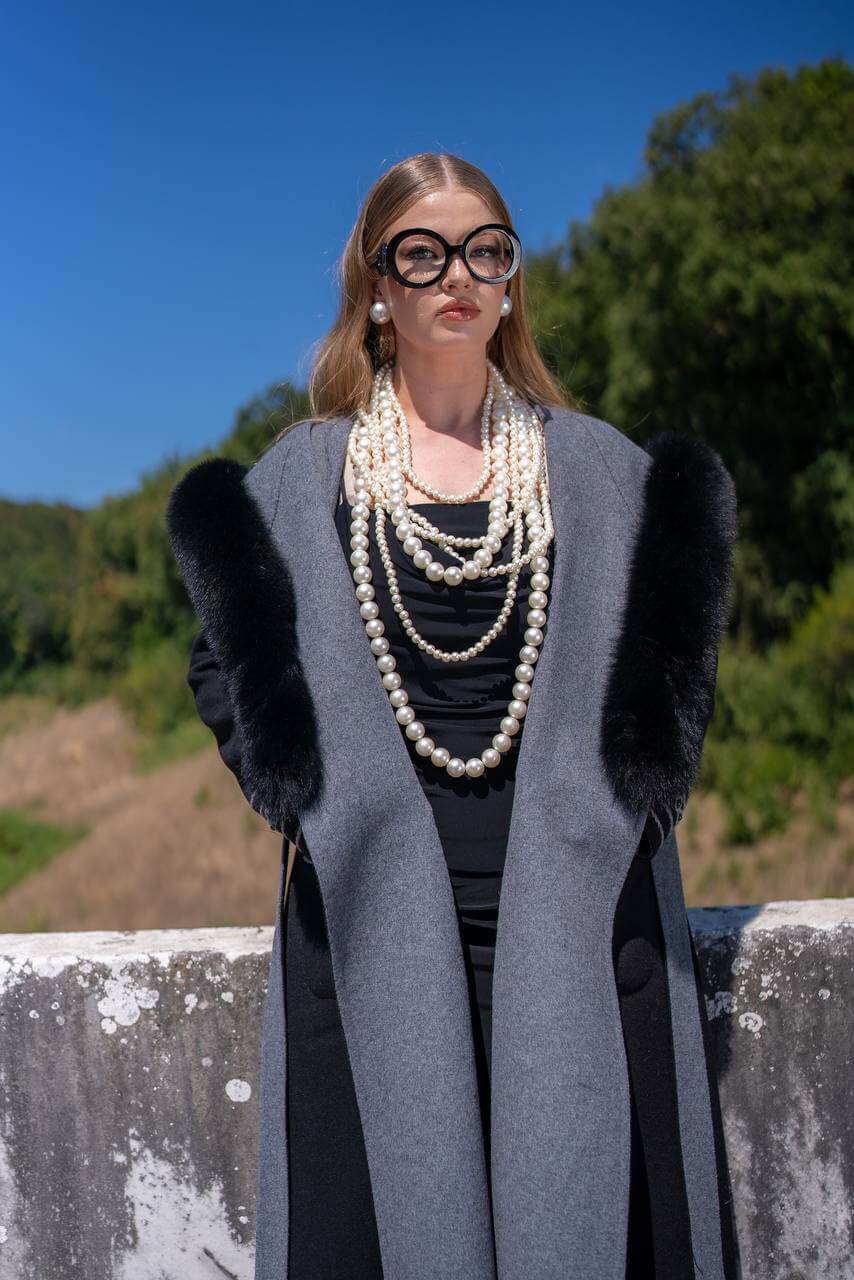 Luxury Alpaca Wool Abaya with Fox Fur