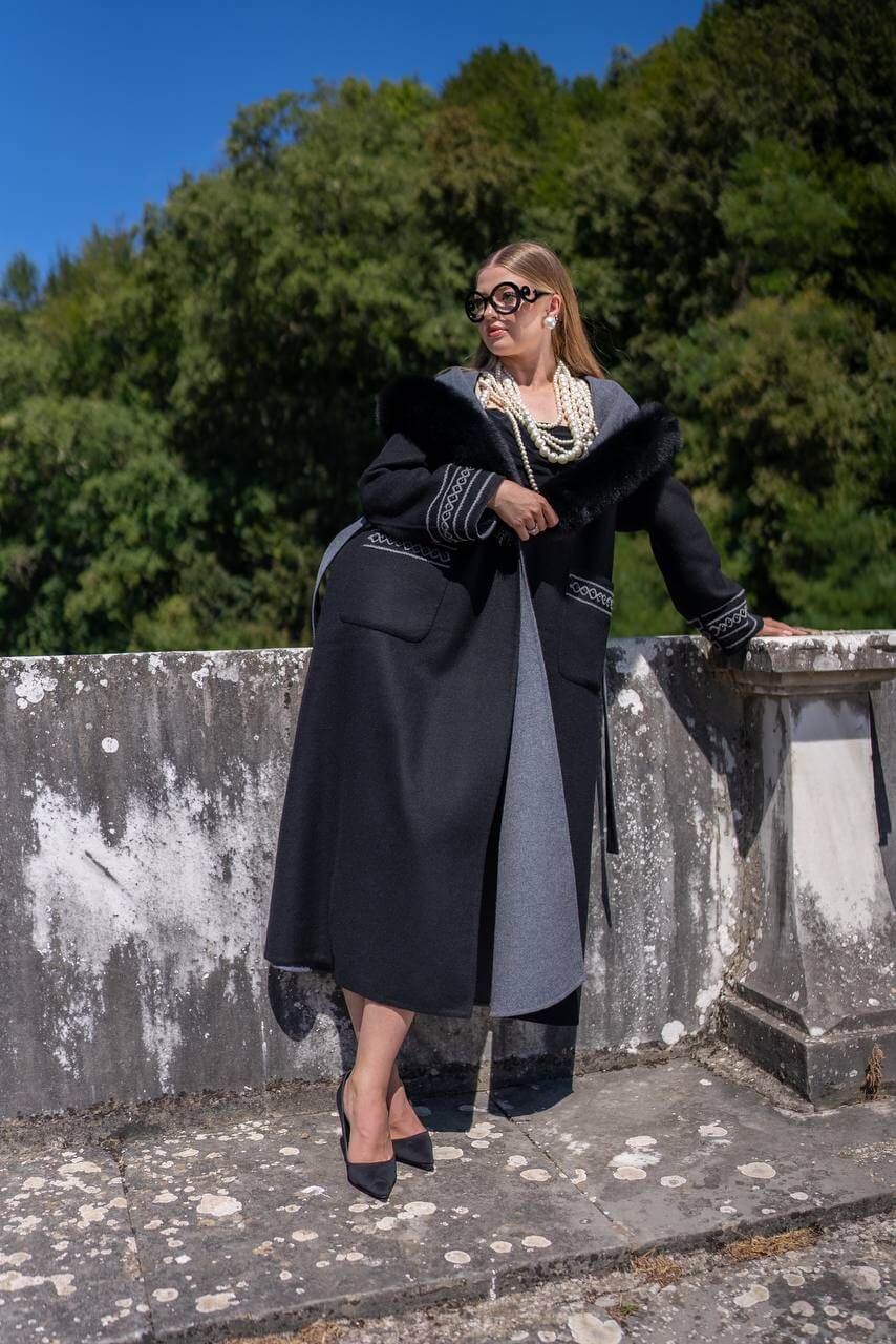 Luxury Alpaca Wool Abaya with Fox Fur