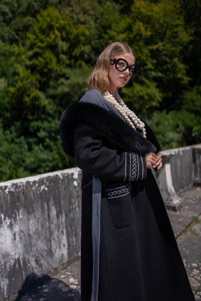 Luxury Alpaca Wool Abaya with Fox Fur