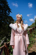 Cashmere Fabric Women’s Coat with Fox Fur Trim-9022-