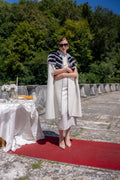 Specially Embroidered, Rabbit Fur Alpaca Fabric Cape Vest
