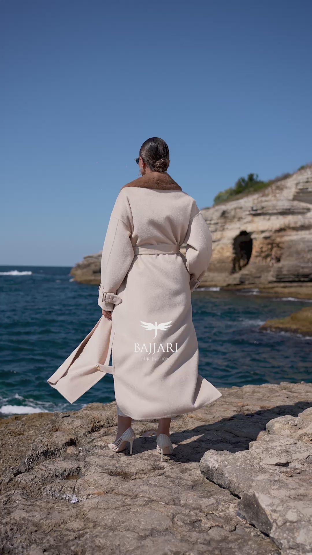 Elegant Alpaca Fabric Design with Mink Fur and Belt Details -9406-