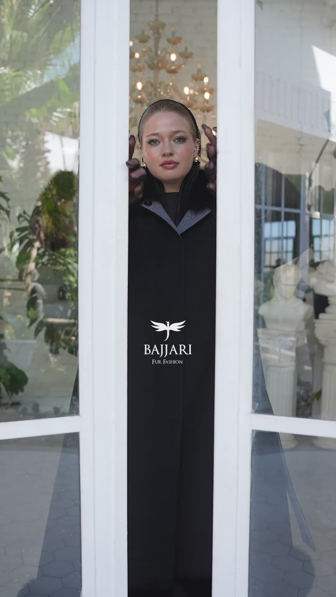 Women's Coat Offering the Elegance of Luxurious Zibellino Alpaca Fabric with Fox Fur Collar, Sleeve Cuff Details& Fox Ornament Details on the Hemlines -9479-