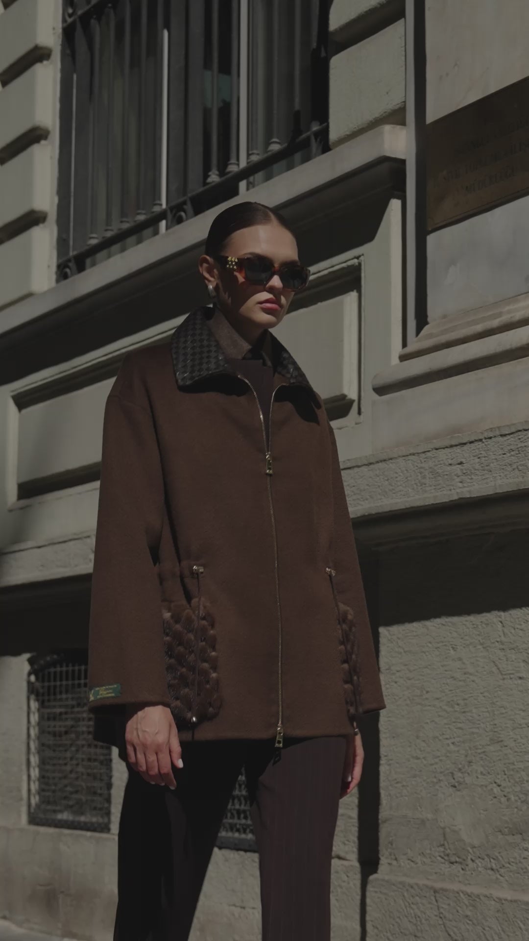 BROWN ALPACA MINK JACKET-3917F