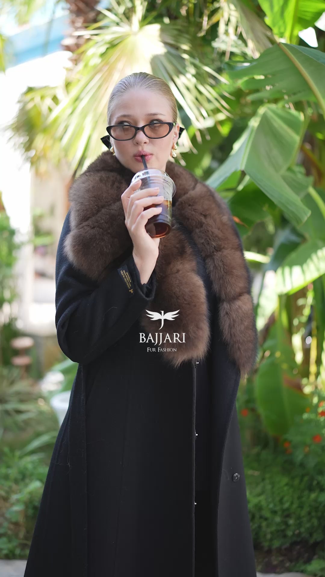 Zibellino Alpaca Fabric Women's Coat with Real Soft Fox Fur Collar -9492-