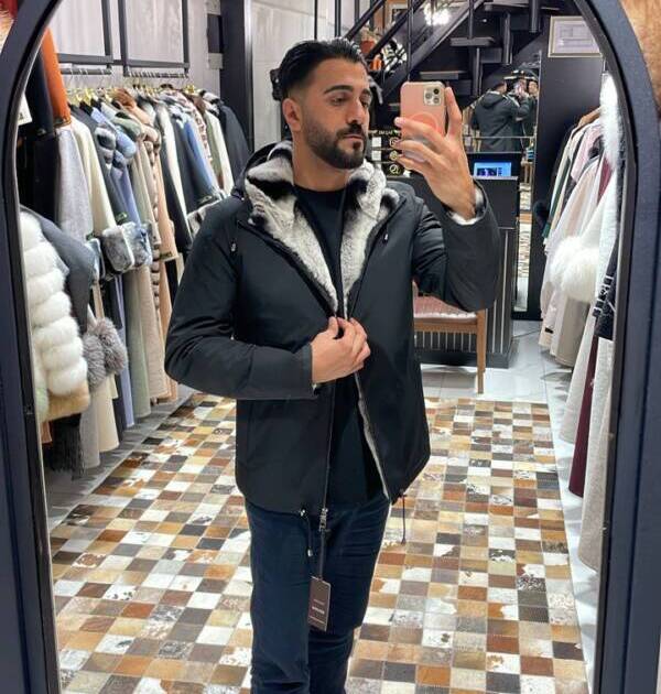 Men’s Jacket with Fur-Lined Interior, Fur-Lined Hood, and Waterproof Fabric M-284