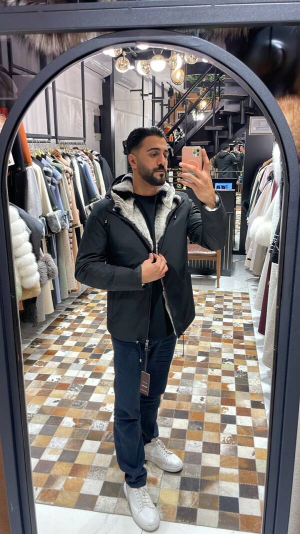 Men’s Jacket with Fur-Lined Interior, Fur-Lined Hood, and Waterproof Fabric M-284