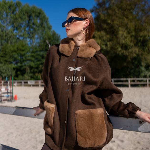 Elegant Harmony of Alpaca Fabric & Mink Fur -9449-