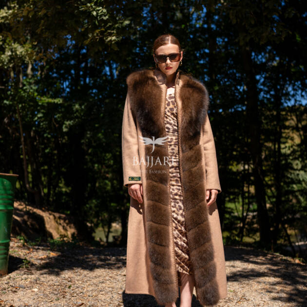 Alpaca Wool Fabric | Full Fur Front & Embroidery Detail-9483-