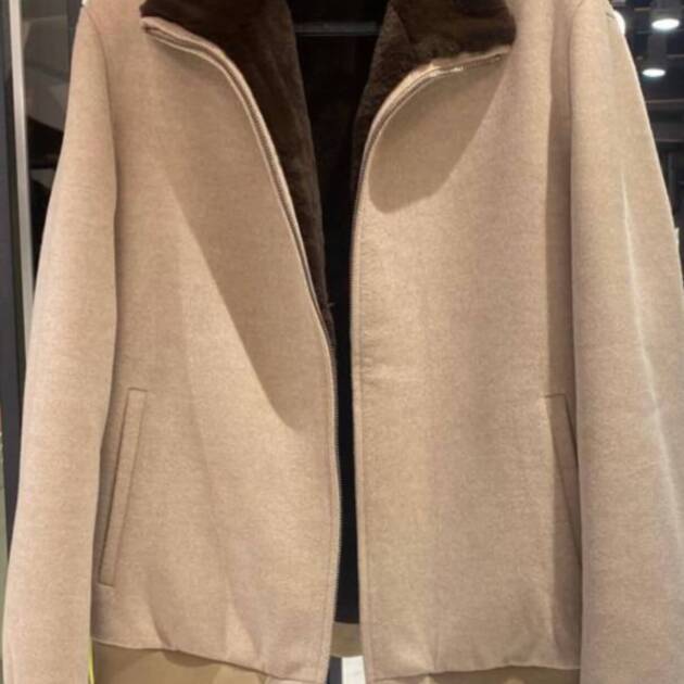 Cashmere jacket interior Rex fur