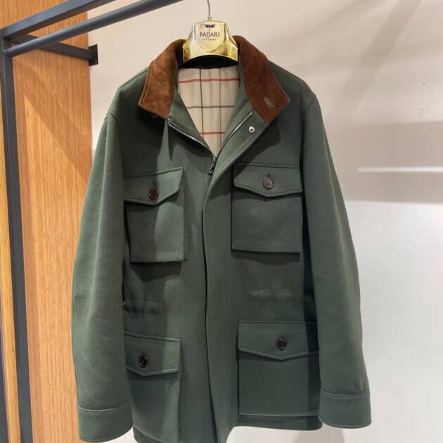 Cashmere Jacket – Featuring Four Front Pockets and Inner Elastic Waistband