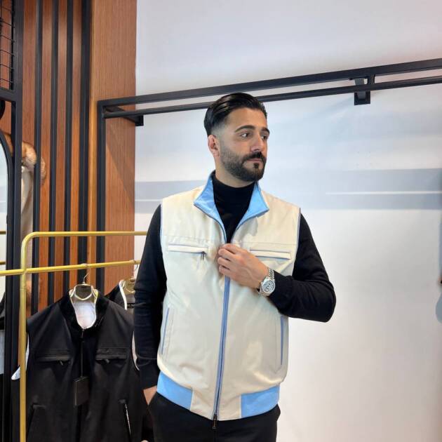 Elegant Men’s Vest with Waterproof Fabric and Knit Sleeves FN-3