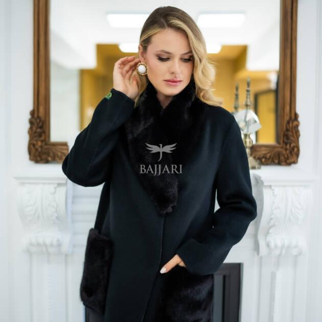 Elegant Harmony of Alpaca Fabric & Mink Fur -9561-