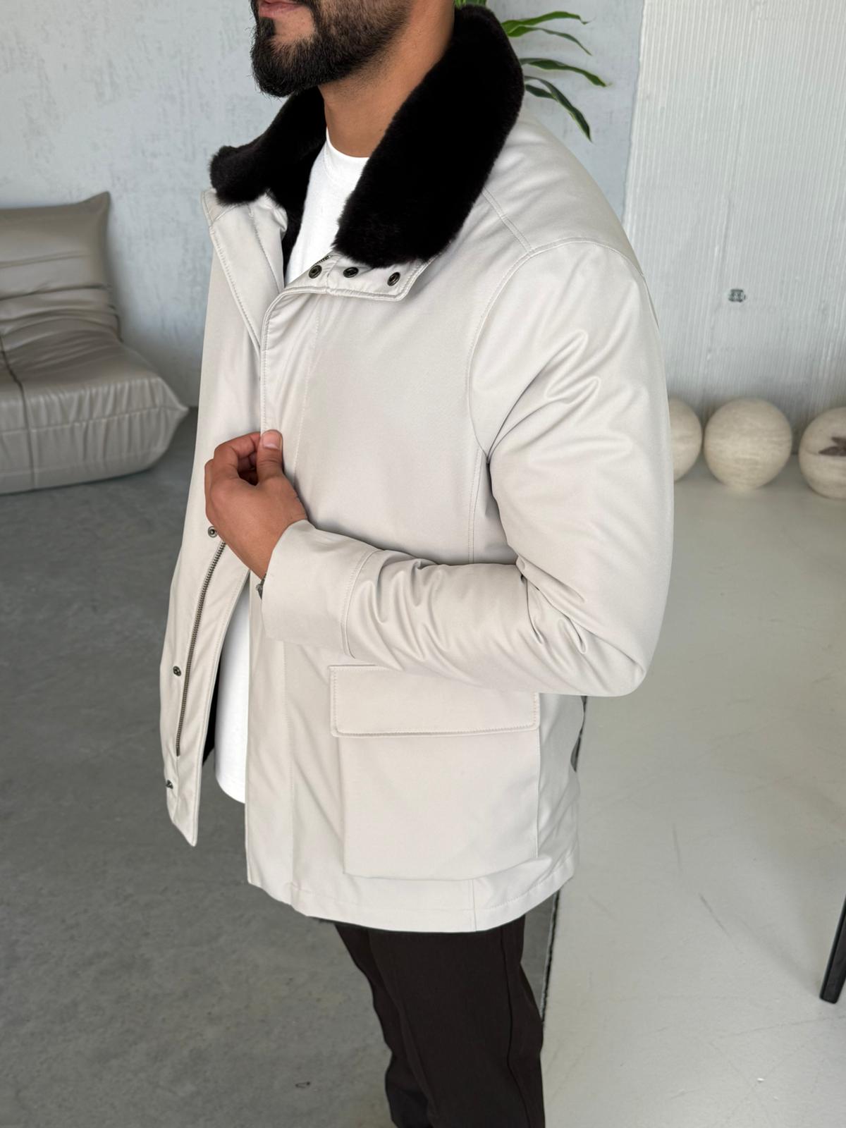 Stylish Jacket with Waterproof Fabric and Real Rex Rabbit Fur Lining - Görsel 4