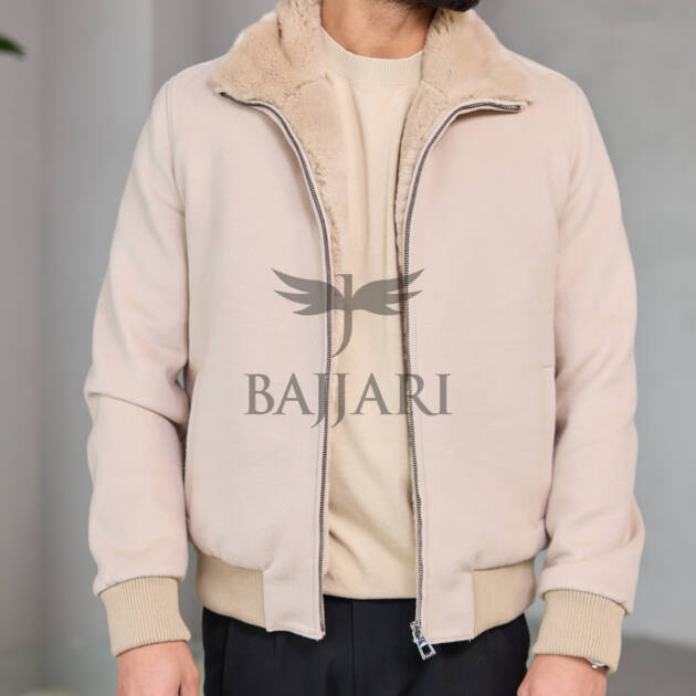 Cashmere-Touch Winter Jacket with Genuine Rex Fur Lining